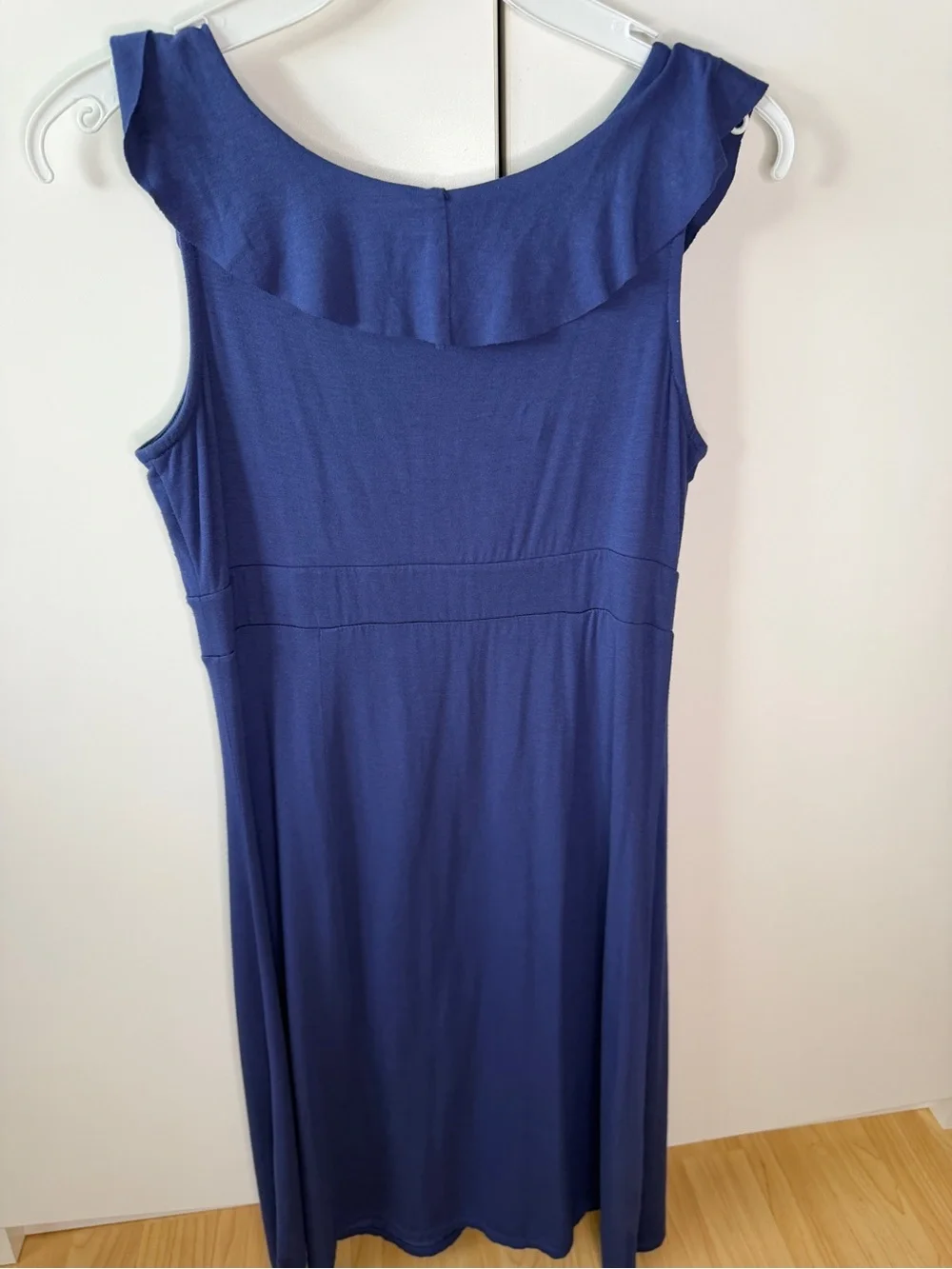 Ann Taylor Navy Ruffle-Trim Wrap-Style Sleeveless Dress petite XSM